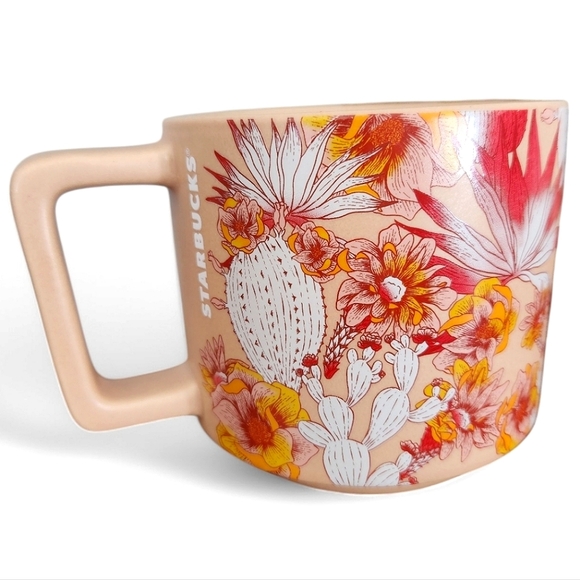 STARBUCKS Floral Cactus Ceramic Coffee Mug - Picture 1 of 9
